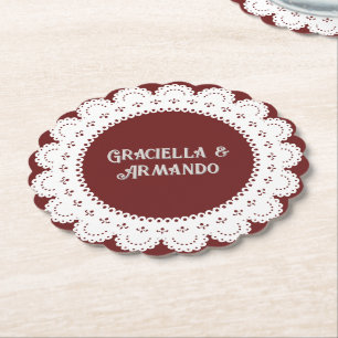 Burgunder Minimalistische Papier Hochzeit Unterset Untersetzer