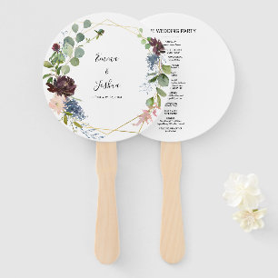 Burgunder mit Blumen und Grün-Hochzeit Fächer