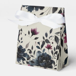 Burgunder-Mitternachtsblaue Blumenmandel-Hochzeit Geschenkschachtel