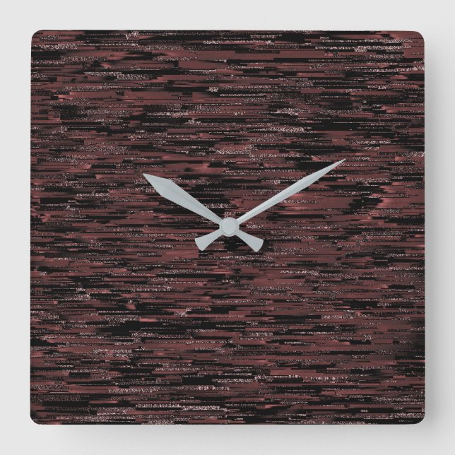 Burgunder Mosaik mit grobem Hintergrund Quadratische Wanduhr (Vorderseite)