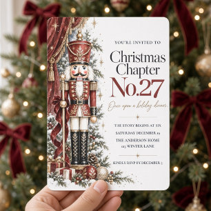Burgunder Nussknacker-Geschichtenbuch-Weihnachtses Einladung