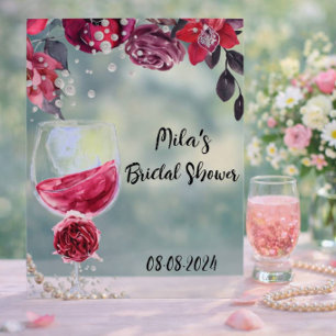 Burgunder-Perlen und Prosecco-Brautjunggesellinnen Acrylschild