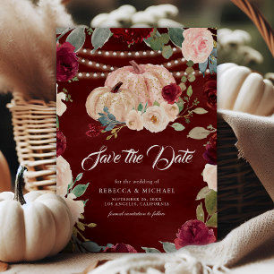 Burgunder Pfirsich Floral Kürbis Hochzeit Save The Date