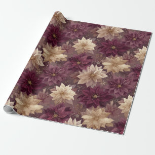 Burgunder-Poinsettien-Weihnachtsmuster (6) Geschenkpapier