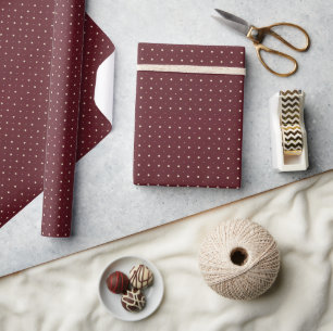 Burgunder Polka-Punkte Geschenkpapier