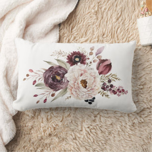 Burgunder Purpurrot Weiß Floral Elegante Blume Lendenkissen