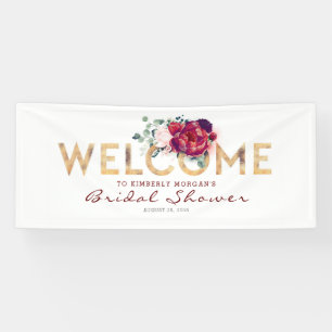 Burgunder Red and Gold Fall Brautparty Banner