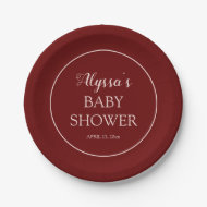 Burgunder-Rosa-Baby-Party Pappteller