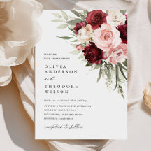 Burgunder-Rosa-Blüten-Rosen-Hochzeit