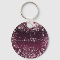 Burgunder rosa Glitterstaub Name Schrift