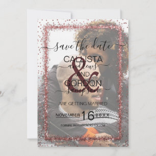 Burgunder Rosa Gold Konfetti Foto Hochzeit Save The Date