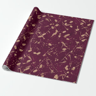 Burgunder Rosa Gold Sprenkel Modern Abstrakte Part Geschenkpapier