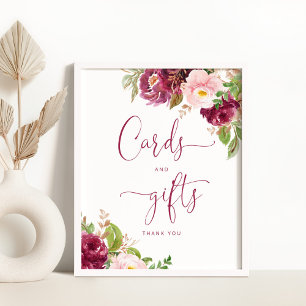 Burgunder Rosa Goldfolie Karten und Geschenke Poster