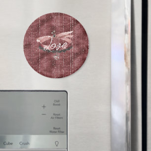 Burgunder Rosa Schleifen Herz Halskette Magnet