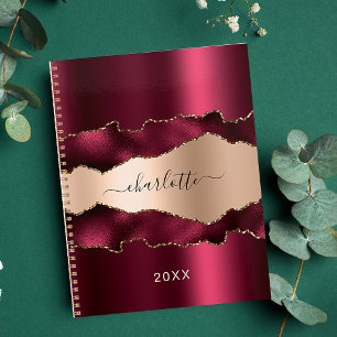 Burgunder-Roségold-Achat-Marmor Name 2027 Planer