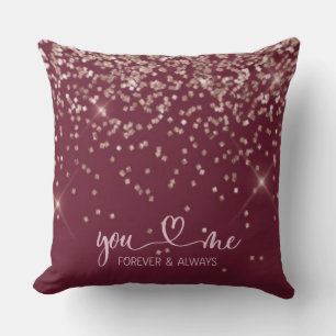 Burgunder-Roségold-Blush-Pink-Glitter You & Me  Kissen