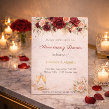 Burgunder-Rosen-Jubiläums-Dinner-Einladung