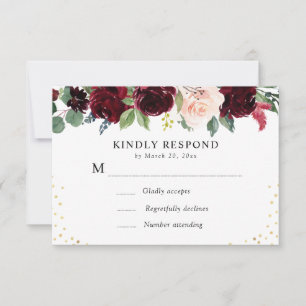 Burgunder-Rosen-RSVP-Karte RSVP Karte