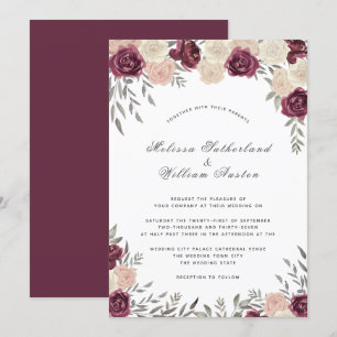 Burgunder-Rosenstaub-Rosa-Blush-Hochzeit Einladung