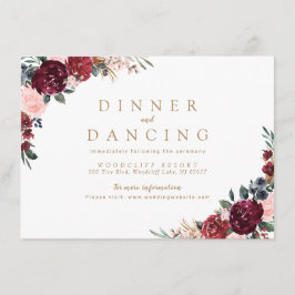 Burgunder rustikaler Hochzeitsempfang Begleitkarte