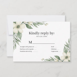 Burgunder-Sage-Grün-Weiß-Floral-Hochzeits-RSVP RSVP Karte