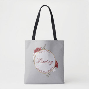 Burgunder Schimmer & Weiße Rosen Maid of Honor Tasche