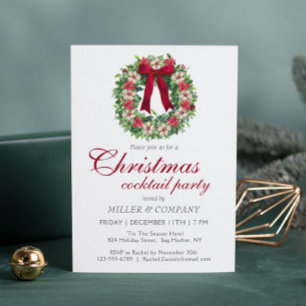 Burgunder-Schleife Firmen-Weihnachts-Cocktailparty Einladung