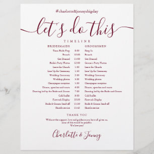 Burgunder Schrift Hochzeitsplan Zeitachse