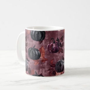 Burgunder Schwarze Kürbisse Herbst Kaffeetasse