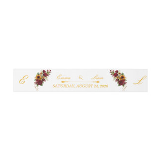 Burgunder-Sonnenblumen-Hochzeitseinladung Bauchban Einladungsbanderole