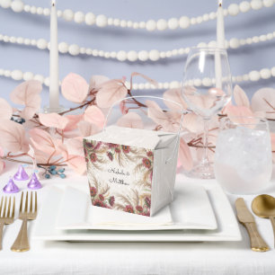 Burgunder-Sonnenblumen- & Pampasgras-Hochzeit Geschenkschachtel