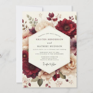 Burgunder Stilleben Flora Hochzeit Einladung