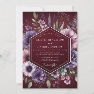 Burgunder Stimmung Botanische Hochzeit Einladung