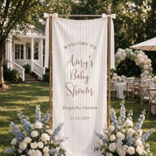Burgunder Streifen Minimal Schrift Baby Shower Wil Banner