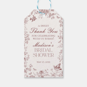 Burgunder Toile De Jouy Blumen Hochzeitsdusche-Ges Geschenkanhänger