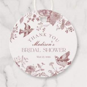 Burgunder Toile De Jouy Blumen Hochzeitsdusche Ges Geschenkanhänger