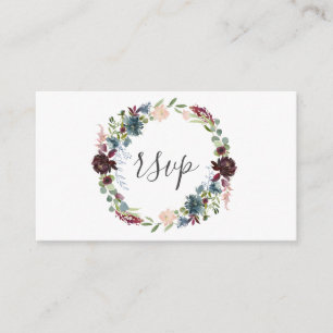 Burgunder und blaues Blumenwreath-Hochzeit UAWG Begleitkarte