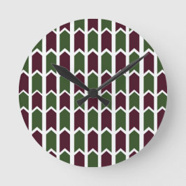 Burgunder und grüner Platten-Zaun Runde Wanduhr