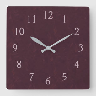 Burgunder und Rosa Quadratische Wanduhr