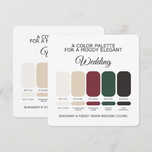 Burgunder Wald Grün Hochzeitsfarben-Palette Karte
