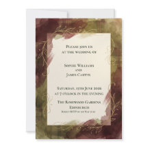 Burgunder-Wasserfarben-Botanische-Hochzeitseinladu