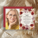 Burgunder Wasserfarben Foto 60. Geburtstag Einladung<br><div class="desc">Eleganter bordeauxfarbener und cremefarbener Wasserfarbenfall/Herbst 60. Geburtstagsfeier für Frauen. Personalisieren Sie diese,  indem Sie ein Foto und Ihre Party-Informationen hinzufügen. Kontaktieren Sie mich,  um Hilfe bei Ihren Anpassungen zu erhalten oder um zusätzliche Matching oder Koordination von Zazzle Produkten für Ihre Veranstaltung zu beantragen.</div>