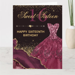 Burgunder-Wasserfarbenkleid Achat Sweet 16 Geburts Karte