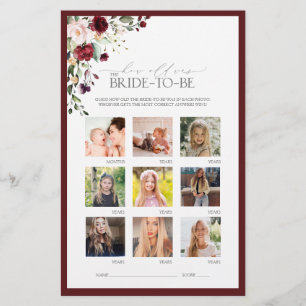 Burgunder Wasserfarbenspiel Brautparty