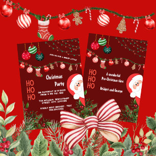 Burgunder-Weihnachtsmann & Weihnachtsdekoration We Einladung