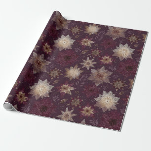 Burgunder-Weihnachtsstern-Weihnachtsmuster (2) Geschenkpapier
