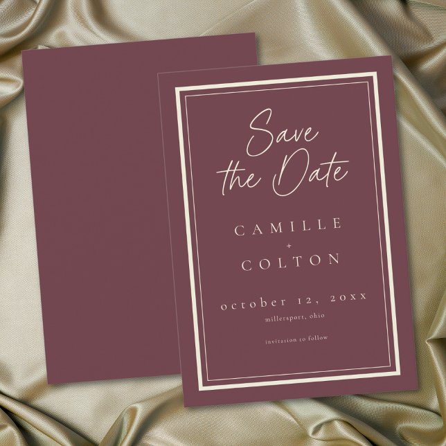 Burgunder-Wein-Minimalist-Frame-Hochzeit Save The Date (Burgundy Wine Minimalist Frame Wedding Save The Date)