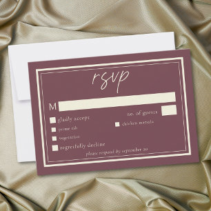 Burgunder-Wein-Minimalist-Rahmen-Hochzeit RSVP Karte