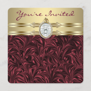 Burgunder Weine und Gold Geburtstagsparty Einladung