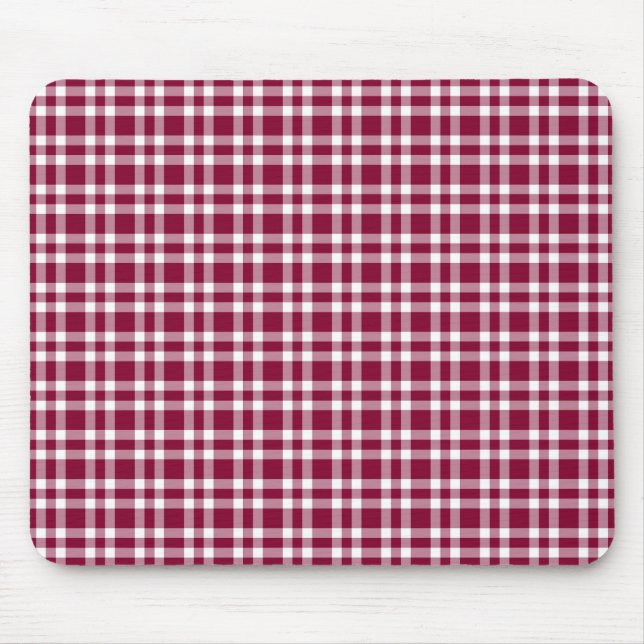 Burgunder weiß kariertes Muster Mousepad (Vorne)